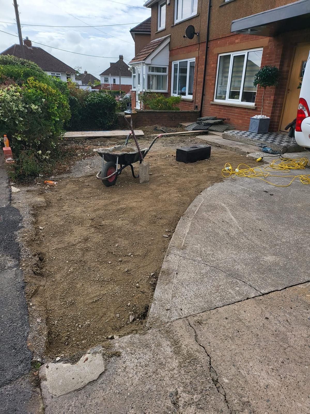 Front driveway dug out and prepared before resin